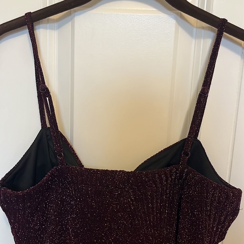 Burgundy Sparkly Mini Dress - Picture 7 of 9